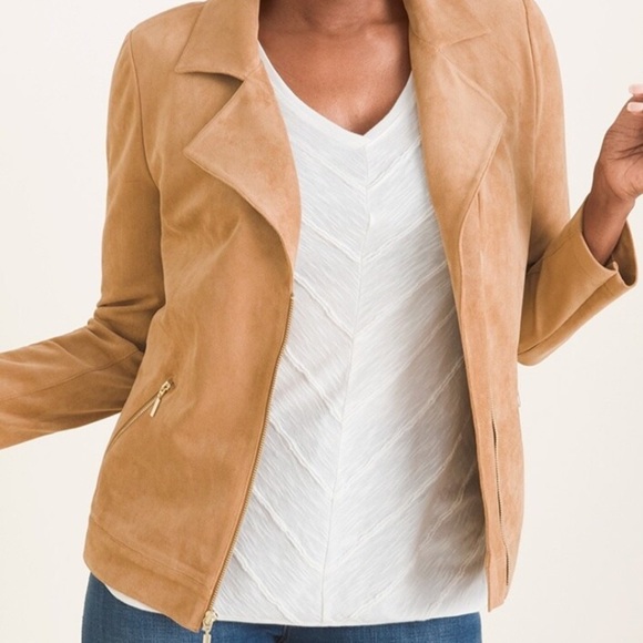 Chico’s Faux-Suede Moto Jacket - Picture 1 of 10